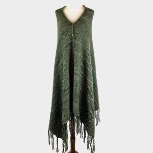LuLaRoe Sage Green Knit Poncho with Tassels